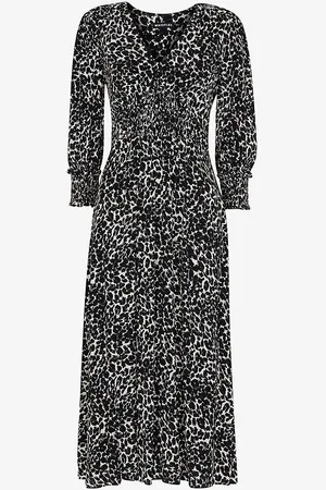 Whistles Shadow Leopard-print Woven Midi Dress