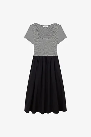 LK Bennett Serina Short-sleeve Striped Stretch-jersey Midi Dress