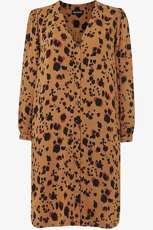 Whistles Leopard-print V-neck Woven Mini Dress