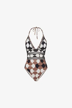 Reiss Hope Geometric-print Stretch Cotton-blend Swimsuit