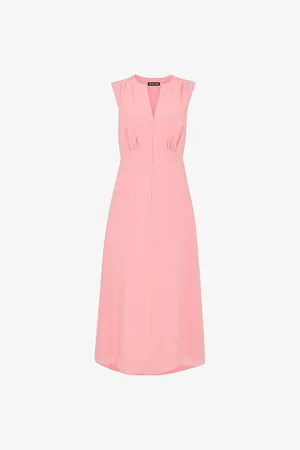 Whistles Abbie Zip-front Sleeveless Linen-blend Midi Dress