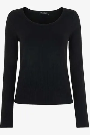 Whistles Slim-fit Scoop-neck Ribbed Stretch-woven Top