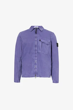 Stone Island Logo-badge Flap-pocket Regular-fit Cotton Shirt