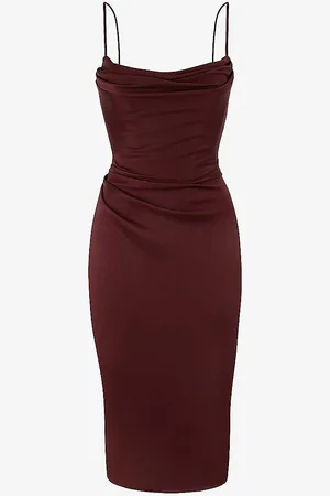 House Of Cb Anja Corset Satin Midi Dress