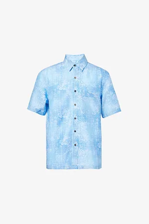 CDLP Abstract-pattern Relaxed-fit Woven-blend Shirt