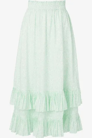 By Malina Jane Ruffle-trim Cotton Midi Skirt