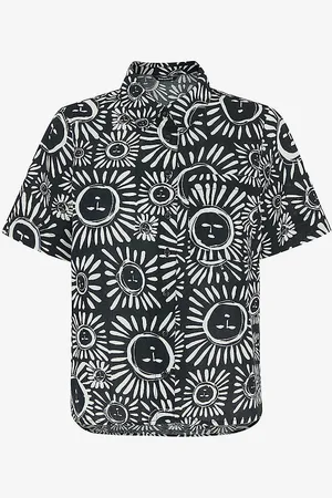 Whistles Sunman Graphic-print Short-sleeve Linen-cotton Blend Shirt