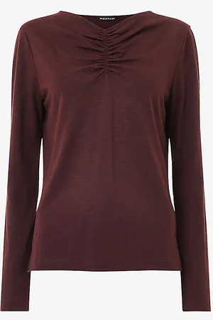 Whistles V-neck Ruched-detail Woven Top
