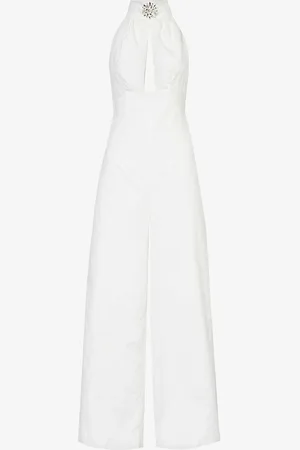 Amy Lynn Crystal-embellished High-neck Cotton Jumpsuit