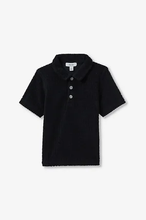 Reiss Iggy Short-sleeved Textured Cotton-blend Polo