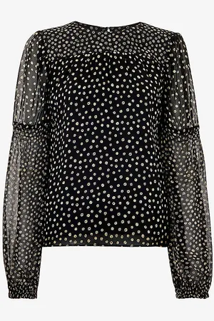 Whistles Speckled Polka-dot Woven Top