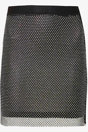 Amy Lynn Rhinestone-embellished Chainmail Mini Skirt