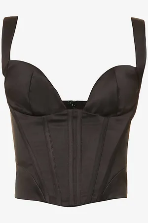 House Of Cb Liberty Plunge-neck Satin Corset Top