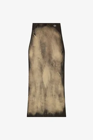 Diesel M-delma Bleached-effect High-rise Stretch-knit Maxi Skirt