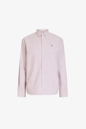 AllSaints Childers Ramskull-embroidered Regular-fit Stretch-organic Cotton Shirt