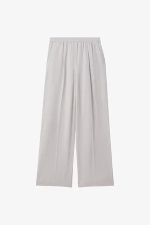 Reiss Vera Elasticated-waistband Wide-leg Mid-rise Linen-blend Trousers