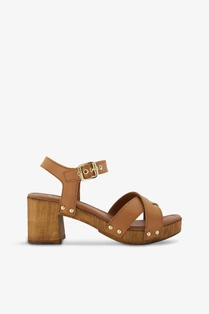 Dune Judies Cork-platform Heeled Leather Sandals