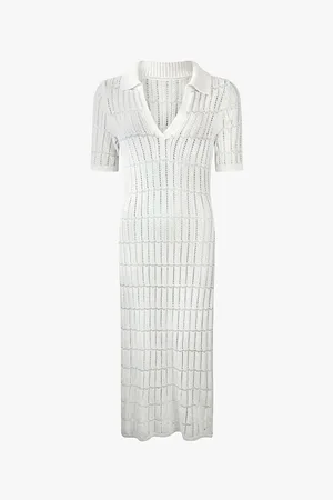 Ro&Zo Short-sleeved Open-collar Knitted Maxi Dress