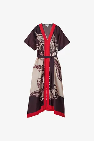 Reiss Hanna Graphic-print Woven Maxi Dress