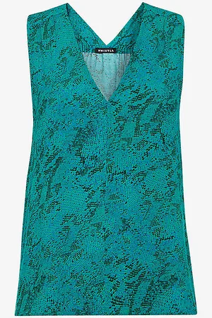 Whistles Snake-print V-neck Sleeveless Woven Top