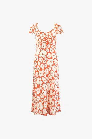 Ro&Zo Daisy-print Sweetheart-neck Chiffon Midi Dress