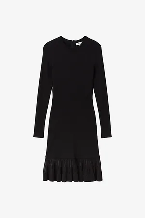Reiss Sheer Pleated-panel Stretch-knit Mini Dress