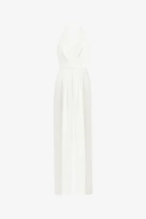Ro&Zo Wide-leg Halter-neck Stretch-woven Jumpsuit