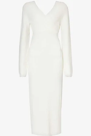Amy Lynn V-neck Rib-knitted Midi Dress