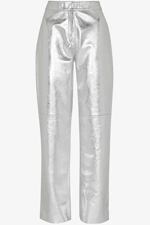 Whistles Cosmo Straight-leg High-rise Metallic-leather Trousers