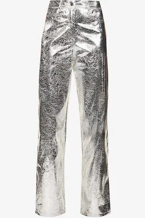 Amy Lynn Lupe Metallic High-rise Straight-leg Faux-leather Trousers