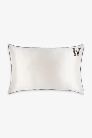 Slip Queen Letter-embroidered Silk Pillowcase 51cm X 76cm