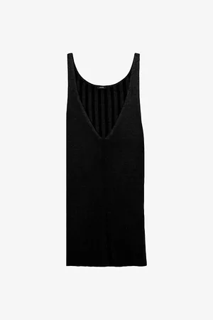 Joseph Deep V-neck Rib-back Knitted Top