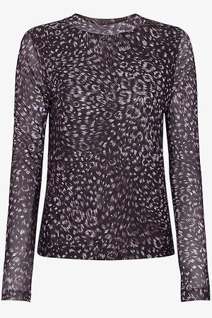 Whistles Leopard-print Long-sleeve Stretch Recycled-polyester Top