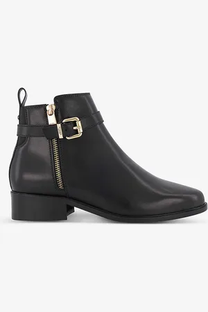 Dune Pepi Side-buckle Heeled Leather Ankle Boots