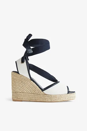 LK Bennett Chiara Self-tie Cotton Espadrille Wedges