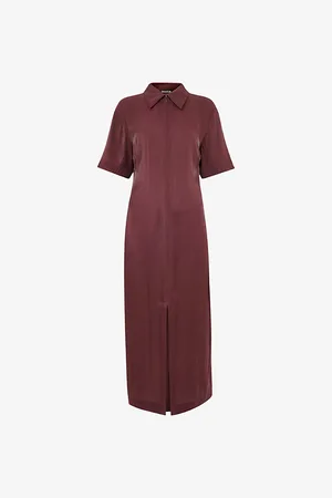 Whistles Delila Cut-out Back Metallic-woven Midi Dress