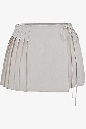 House Of Cb Tatum Pleated Stretch-woven Mini Skirt