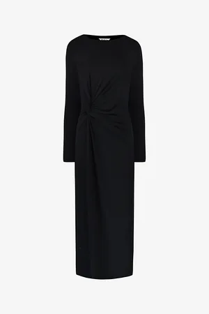 Ro&Zo Twisted-waist Shoulder-pad Stretch-jersey Maxi Dress