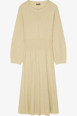 Joseph Pleated Wool-blend Midi Dress