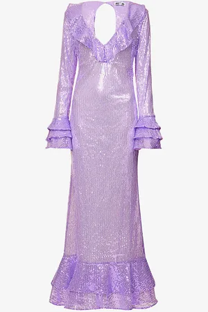 Amy Lynn Semi-sheer Rhinestone-embellished Woven Maxi Dress