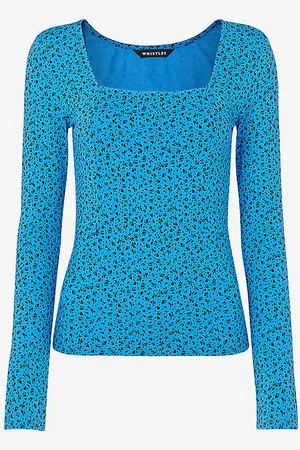 Whistles Floral-print Square-neck Stretch-woven Top