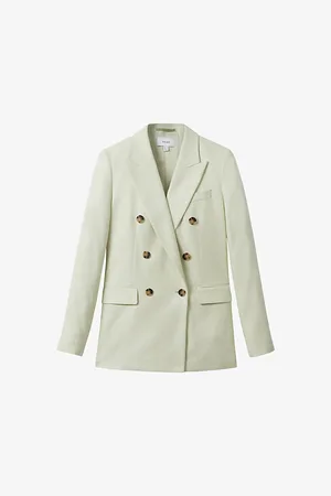 Reiss Dianna Peak-lapel Double-breasted Linen-blend Blazer