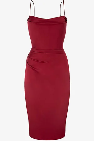 House Of Cb Anja Corset Satin Midi Dress