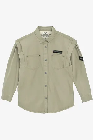 IKKS Army-badge Belted Cotton Shirt