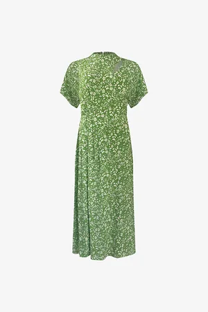 Ro&Zo Ditsy-print Short-sleeve Woven Midi Dress