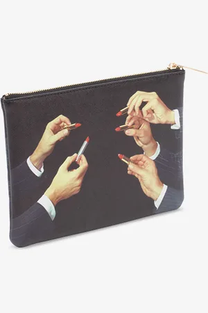 SELETTI Wears Toilerpaper Lipstick-print Canvas Pouch 15.5cm X 9.5cm