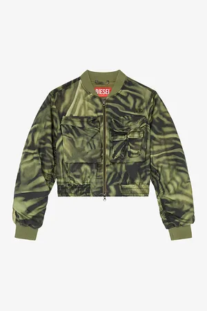 Diesel G-khlow Zebra-pattern Woven Bomber Jacket