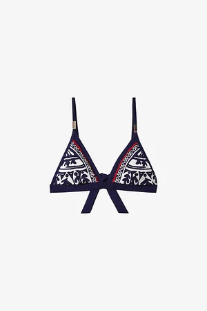 Reiss Mia Graphic-print Triangle Bikini Top