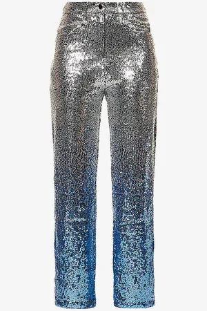 Amy Lynn Dua Ombré Sequin-embellished Straight-leg Mid-rise Woven Trousers