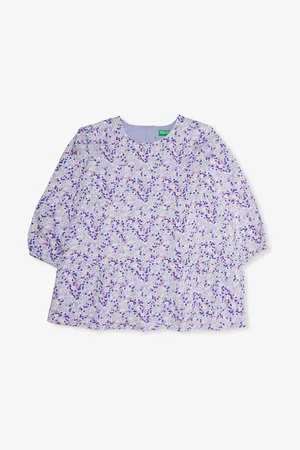 Benetton Floral-print Long-sleeve Woven Dress 1-6 Years
